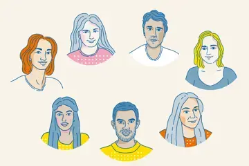 Auf dem Cover der 1. Episode des Podcasts &bdquo;Sag mal...: &uuml;ber Organspende reden&ldquo; sind sieben unterschiedliche Personen in einem Kreis dargestellt. Man sieht sie ab Schulterh&ouml;he und sie schauen frontal nach vorne. Sie tragen unterschiedlich farbige Kleidung.