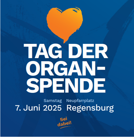 Diese Grafik zeigt das Logo vom Tag der Organspende mit der Info 07. Juni und Regensburg. 