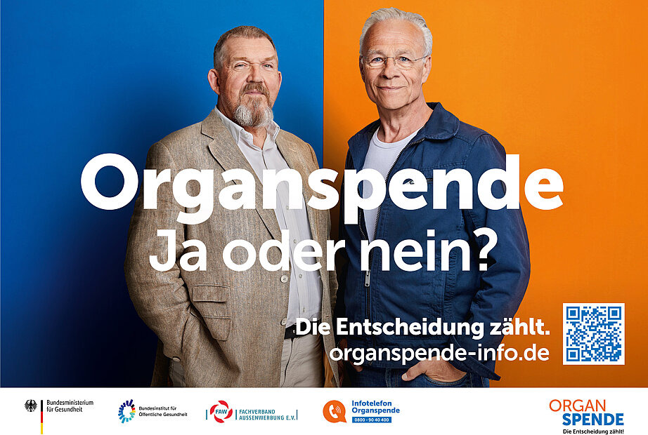 Kampagnenmotiv im Querformat mit den Schauspielern Dietmar Bär und Klaus J. Behrendt.